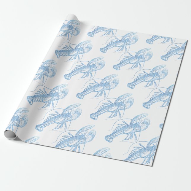 Papel De Regalo Lobster azul (Desenrollado)