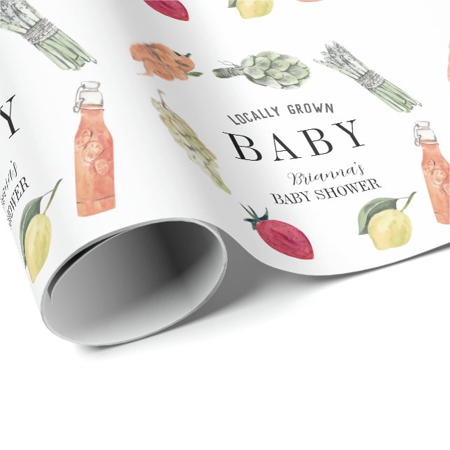 Papel De Regalo Locally Grown Farmers Market Baby Shower (Esquina del rollo)