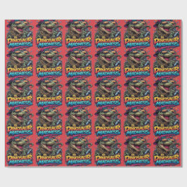 Papel De Regalo Locura de dinosaurios: gráfico de T-Rex fiestero