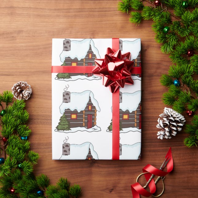 Papel De Regalo Log Cabin in Winter (Regalo de vacaciones)