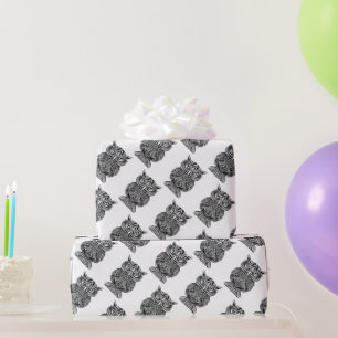Papel De Regalo Logo de Art Owl Bird Black White