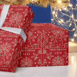 Papel De Regalo Logo de la empresa Merry Christmas Red Gold Art<br><div class="desc">Personalizable elegante estilo art deco Navidades Papel envuelto. Añade tu logotipo.</div>