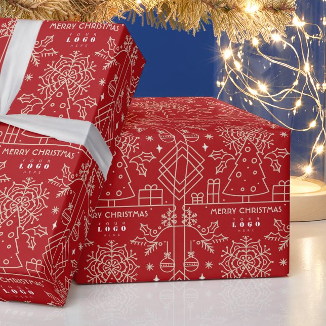 Papel De Regalo Logo de la empresa Merry Christmas Red Gold Art (Subido por el creador)