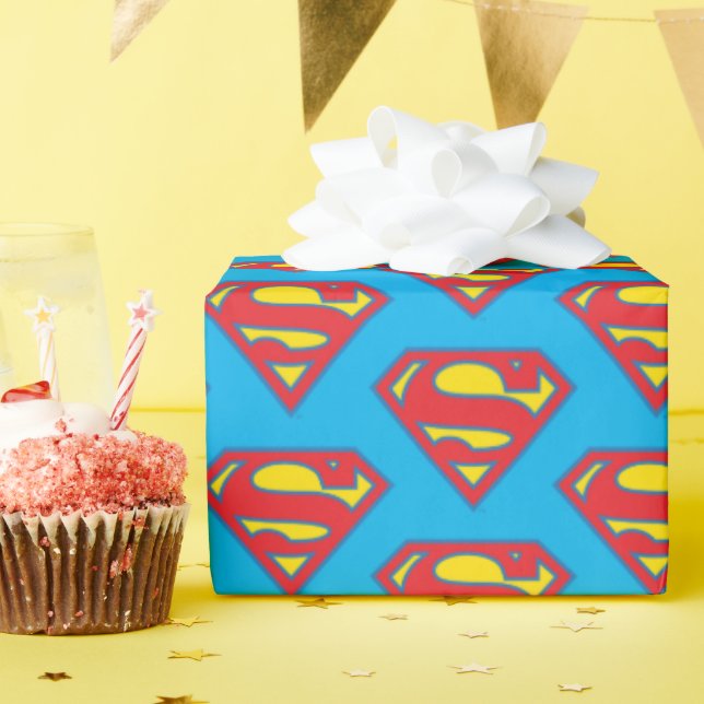 Papel De Regalo Logo superchica clásica con contorno azul (Fiesta de cumpleaños )