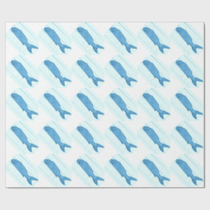 Papel De Regalo logotipo azul de la diagonal de los pescados