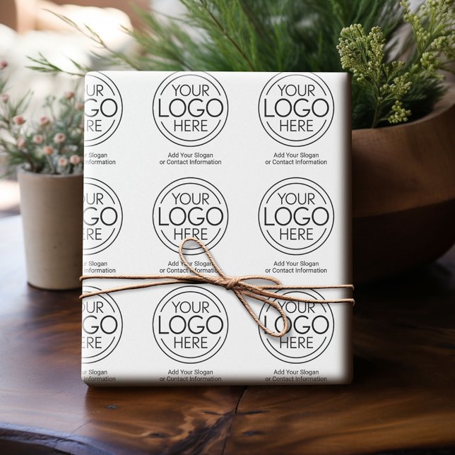 Papel De Regalo Logotipo básico de la empresa de oficina con infor (Custom Wrapping Paper with Your Logo - Add Your Logo for a fun personalized gift paper!)