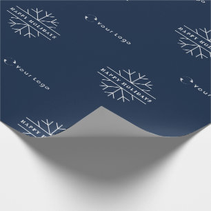 Papel De Regalo Logotipo de negocio Navidades azules copos de niev