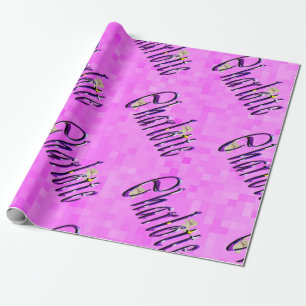 Papel De Regalo Logotipo De Nombre De Charlotte En Rosa,