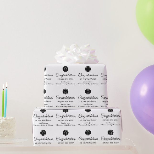 Papel De Regalo Logotipo de Personalizado de la empresa inmobiliar (Regalos de fiesta)