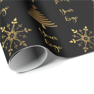 Papel De Regalo Logotipo del Personalizado minorista Gold Black Mo