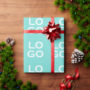 Papel De Regalo Logotipo personalizado de empresa o negocio azul v