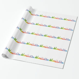 Papel De Regalo Londres Inglaterra Skyline Colorful Pattern W mode