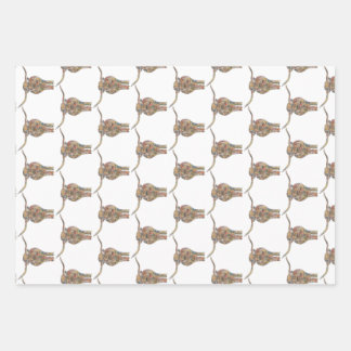 Papel de regalo Long horn Hoja plana juego de 3