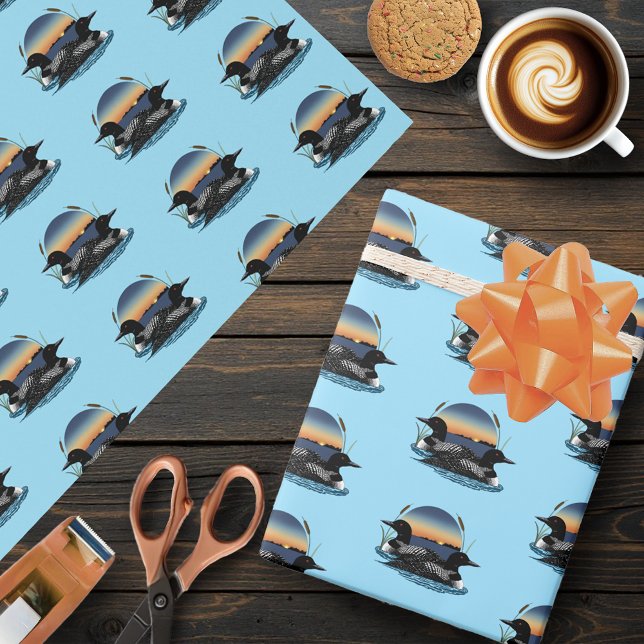 Papel De Regalo Loon Couple Sunset Blue (Subido por el creador)
