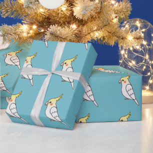 Papel De Regalo Loro Cacatúa Lutino de Dibujos Animados Adorable