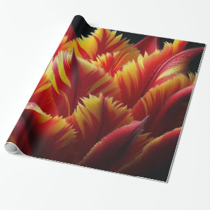 Papel De Regalo Loro Tulip Floral rojo y amarillo