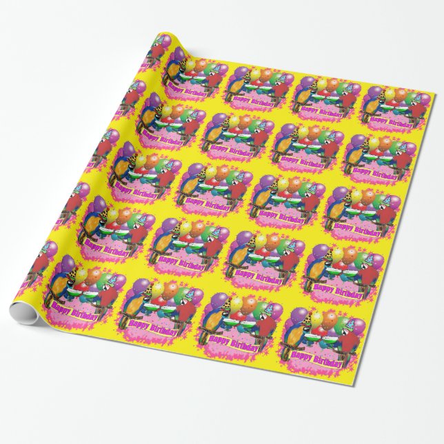 PAPEL DE REGALO LOROS DE CUMPLEAÑOS (Desenrollado)