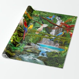 PAPEL DE REGALO LOROS EN PARAISE