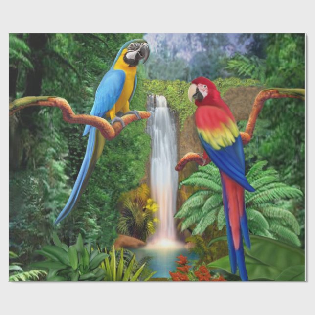 Papel De Regalo Loros tropicales del Macaw (Superficie plana)