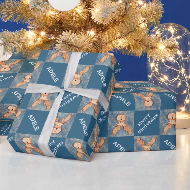 Papel De Regalo Los adorables niños de ciervos nombran feriado nav (Vacaciones)