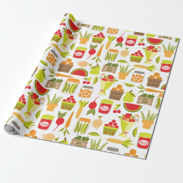 Papel De Regalo Los agricultores comercializan frutas y verduras (Desenrollado)