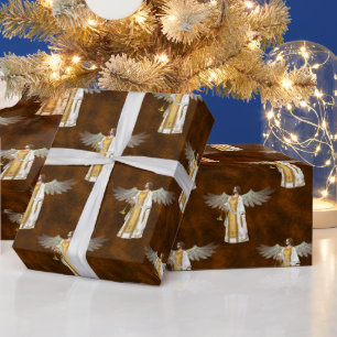 Papel De Regalo Los ángeles de los Navidades dorados