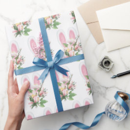 Papel De Regalo Los Años De Los Conejitos De Pascua En Las Flores