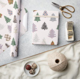 Papel De Regalo Los árboles de Navidad con patrones de acero en bl