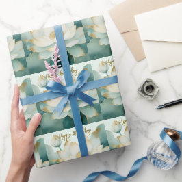 Papel De Regalo Los bordes dorados de las flores de Lotus Feliz cu