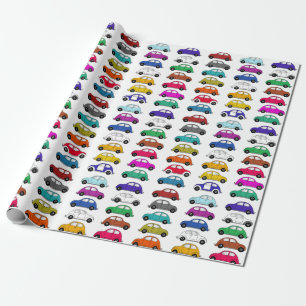 Papel De Regalo Los coches compactos divertidos al estilo retro