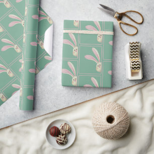 Papel De Regalo Los conejitos de Pascua en verde