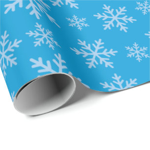 Papel De Regalo Los copos de nieve azules con temática invernal pr