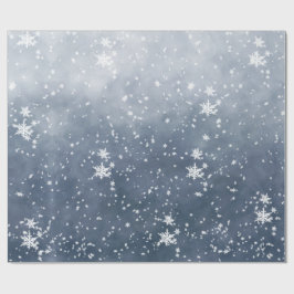 Papel De Regalo Los copos de nieve blancos caen en el cielo noctur