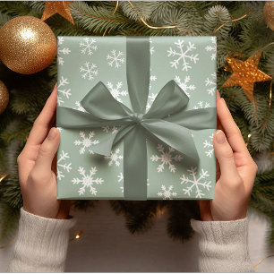 Papel De Regalo Los Copos De Nieve Blancos Se Ecologan Sobre Los N
