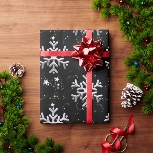 Papel De Regalo Los copos de nieve blancos sobre los Navidades neg (Subido por el creador)
