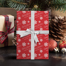 Papel De Regalo Los copos de nieve rojos Feliz Personalizado de gu