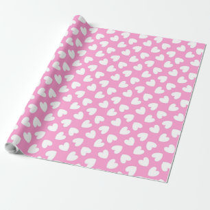 Papel De Regalo Los corazones blancos en rosa