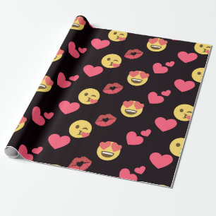 Papel De Regalo los corazones dulces lindos del amor de la emoji