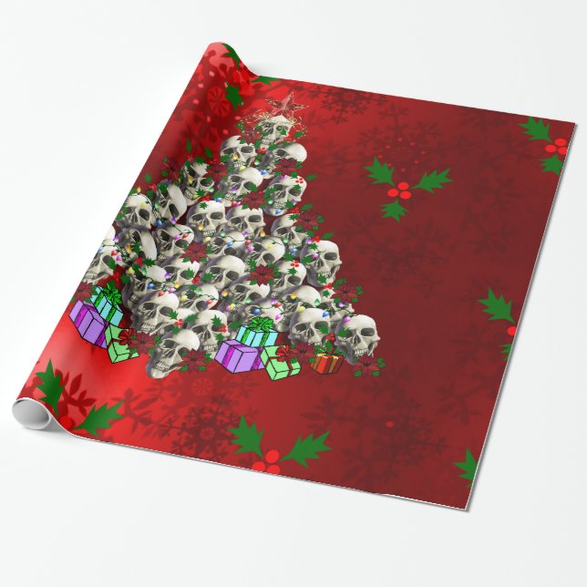 Papel De Regalo Los cráneos del navidad (Desenrollado)