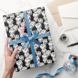 Papel De Regalo Los dados blancos en negro