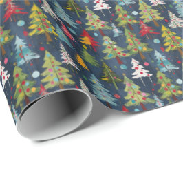 Papel De Regalo Los divertidos árboles de Navidad coloridos