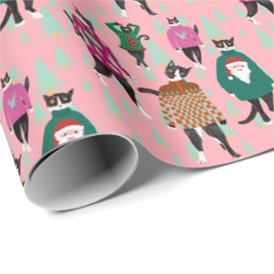 Papel De Regalo Los gatos modelan Navidades feos sudaderos envolvi