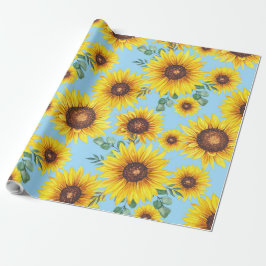 Papel De Regalo Los girasoles en el fondo del cielo azul
