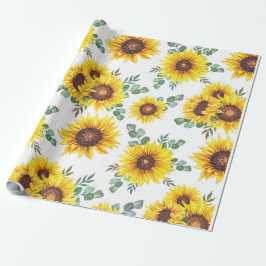 Papel De Regalo Los girasoles en un fondo blanco