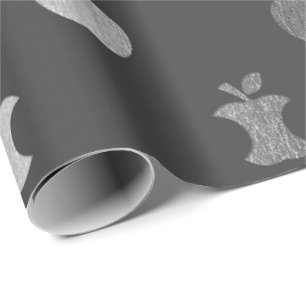 Papel De Regalo Los gris plateados Apple metálico monocromático