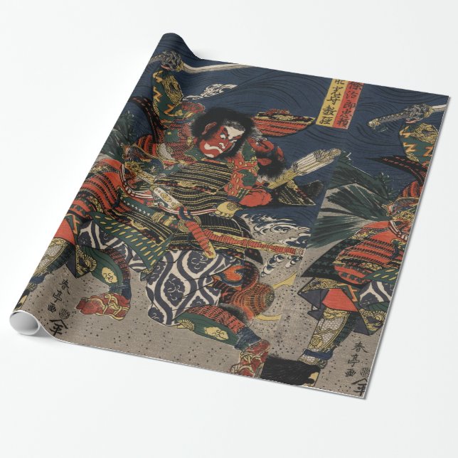 Papel De Regalo Los guerreros samurai Tadanori y Noritsune (Desenrollado)