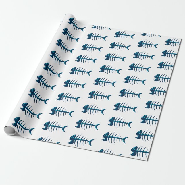 Papel De Regalo Los Huesos De Pescado Azules Envuelven Cualquier O (Desenrollado)