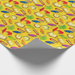 Papel De Regalo Los libros modelan en amarillo