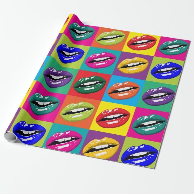 Papel De Regalo Los Lips de la Retro 60 Pop Culture Art Deco Gift (Desenrollado)