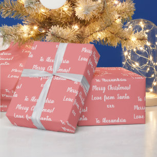 Papel De Regalo Los navidades aman del rosa del coral personalizad